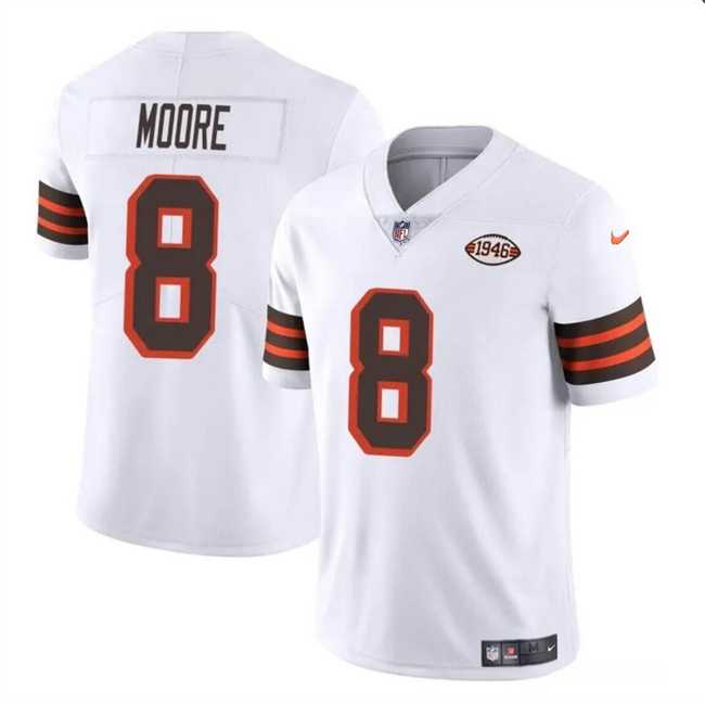 Men & Women & Youth Cleveland Browns #8 Elijah Moore White 1946 Collection Vapor Limited Stitched Jersey